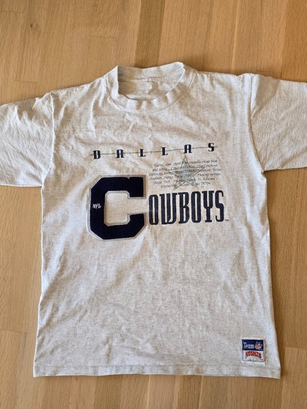 Vintage 90s Nutmeg Dallas Cowboys T-Shirt Sz M Grey Football Single Stitch